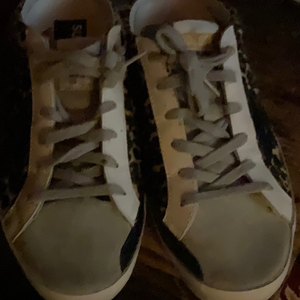 Golden Goose Super-Star Leopard Print Genuine Calf Hair Sneaker Womens